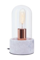 Orsina Sleek Bell Lamp With Grey Marble Base, Marble Construction Of Bedside Table Light, Nordic Style Modern Lamp