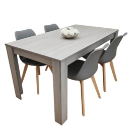 Modern Grey Dining Table Set With 4 Grey Plastic Chairs Dining Room Furniture