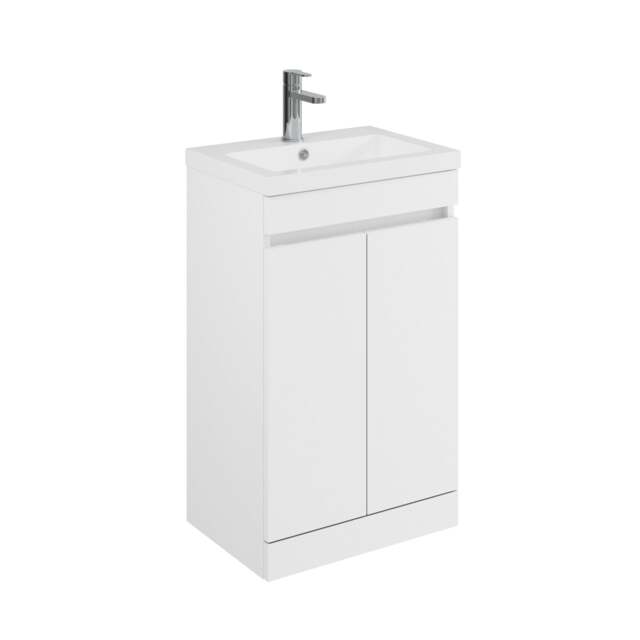 Balterley Floor Standing 2 Door Compact Unit with Polymarble Basin White 800 x 500 x 353mm