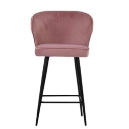 Lakeland Furniture Colby Pink Velvet Black Fixed Leg Base 1 Bar Stool