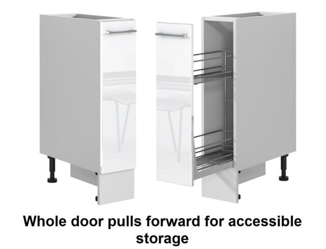 Kitchen Cabinet Pull Out Storage Basket 200mm Cargo Unit White Gloss Cupboard Modern Ella