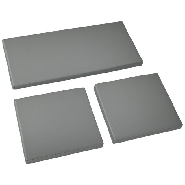 Outsunny 3PCs Rattan Garden Seat Cushions Pads for Patio Furniture Dark Grey Grey Dark Grey 3