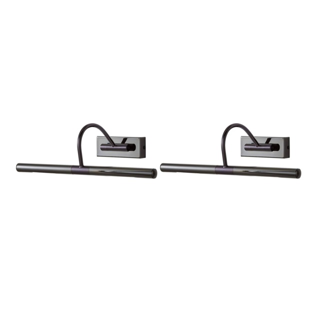 ValueLights Pair Of Capri Adjustable Black Chrome Twin Picture Wall Lights Black