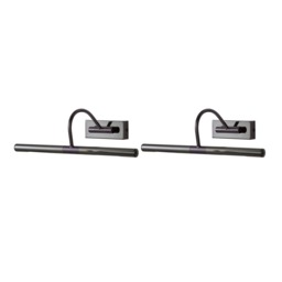 ValueLights Pair Of Capri Adjustable Black Chrome Twin Picture Wall Lights Black