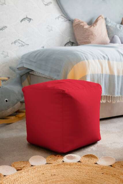 Waterproof Cube Indoor Outdoor Bean Bag Foot Stool Pouffe Red