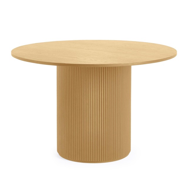 Premium Louis 120cm Light Oak Fluted Round Dining Table