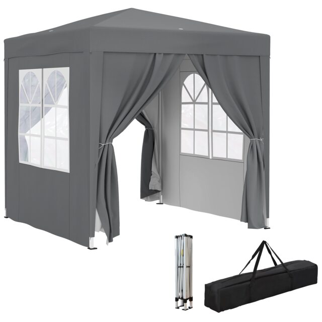 Outsunny 2x2m Pop Up Gazebo Canopy Marquee w/ Carry Bag, Grey Grey