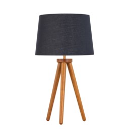 Voyage - Dark Oak Table Lamp or Bedside Light with Black & Gold Shade Brown Black Large 1