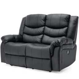 Seattle 2 Seater Electric High Back Bonded Leather Recliner Sofa (Black)