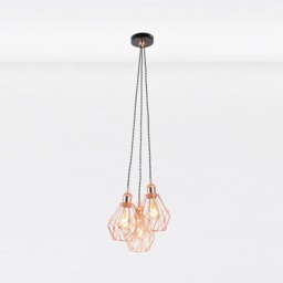 Matt Black & Copper Geometric 3 Light Cluster Pendant Black Copper 1