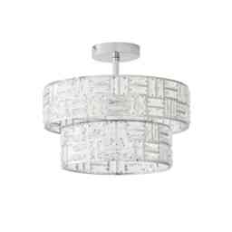 ValueLights Elise Silver Acrylic 2 Tier Ceiling Pendant Light & Bulbs Silver