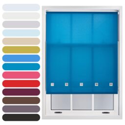 FURNISHED Roller Blinds Daylight Square Eyelet Light Filtering Easy Fit Trimmable Window Shade Blue Teal