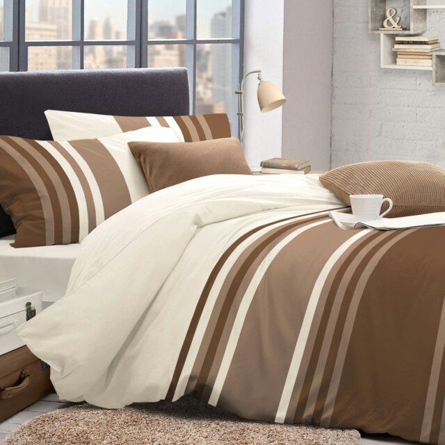 Velosso Tonal Printed Cotton Blend Duvet Cover and Pillowcase Set Brown Single