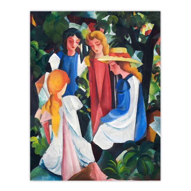 "Four Girls Nature Painting August Macke Huge Wall Art Poster Print 24X32"""