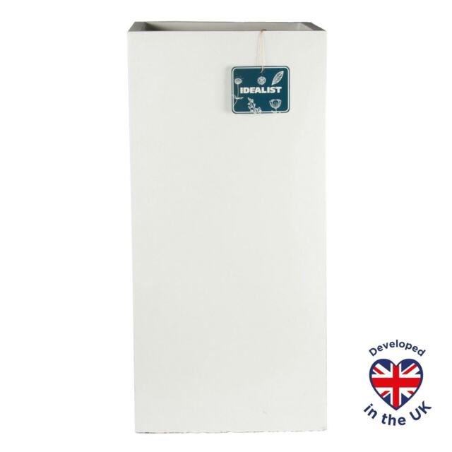 Tall Square White Light Concrete Garden Planter H80 L40 W40 cm, 132 ltrs Cap.