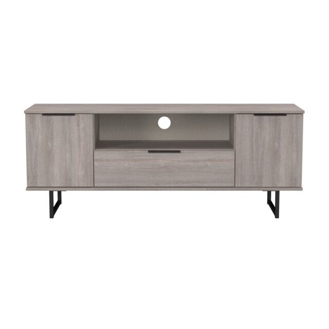Beijing 2 Door 1 Drawer Wide TV Unit in Grey Oak (Ready Assembled) Grey Grey Oak
