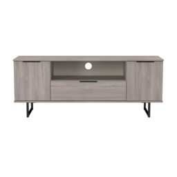Beijing 2 Door 1 Drawer Wide TV Unit in Grey Oak (Ready Assembled) Grey Grey Oak