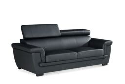 Genuine Leather Black 3 Seater Sofa PORTLAND