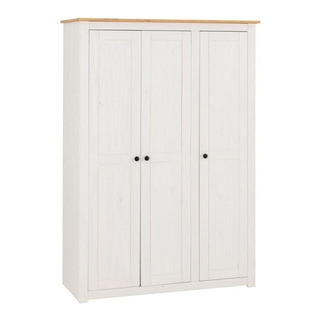 Panama 3 Door Wardrobe - L50 x W118 x H171.5 cm - White/Natural Wax White