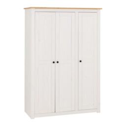 Panama 3 Door Wardrobe - L50 x W118 x H171.5 cm - White/Natural Wax White