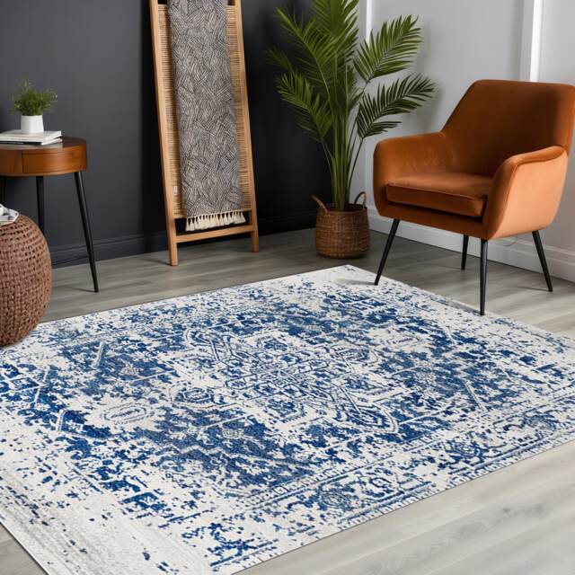 LIVABLISS Harput-Vintage Traditional Boho Rug 160 x 220 cm Grey Blue Orange White