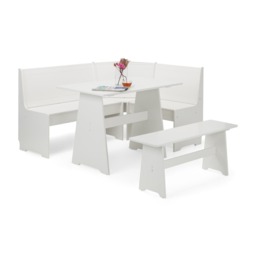 Premium Newbury 158cm Corner Dining Set with Storage Bench - Surf White
