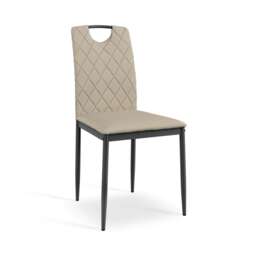 Set Of 2 Monza Faux Leather Dining Chair Modern Padded Seat Metal Legs Kitchen Cream Beige One Size