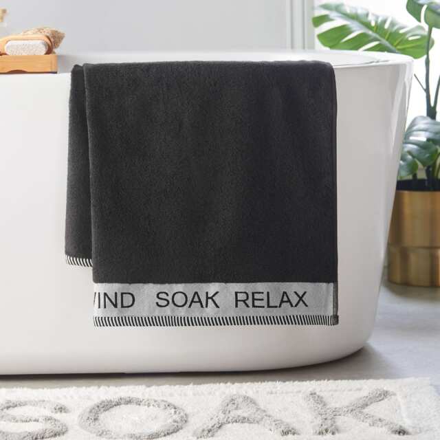 Catherine Lansfield Relax And Unwind Hand Towel Black Hand towel