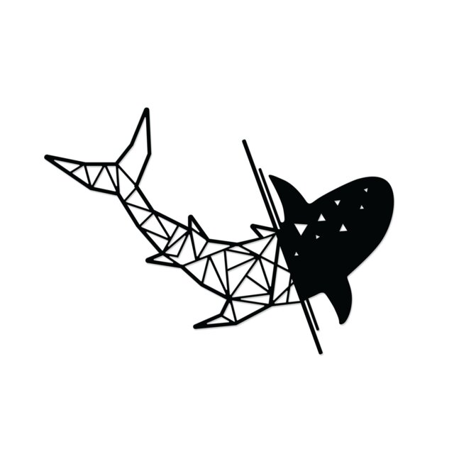 Decortie Shark Metal Wall Art 64x45cm Black