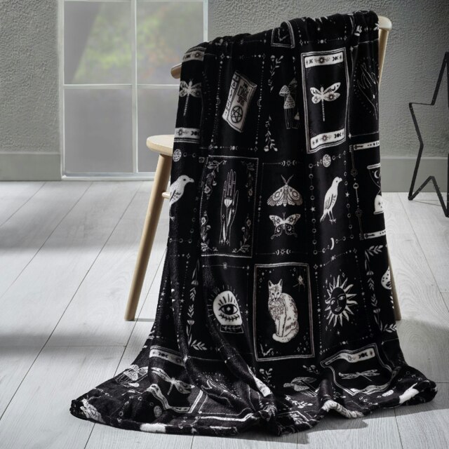 Catherine Lansfield Enchanted Witchcraft Cosy Fleece 130x170cm Blanket Throw Black Black One Size