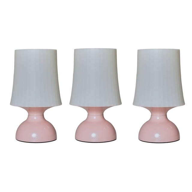 ValueLights 3 Pack Pink Wireless Outdoor Battery Operated Touch Table Lamps