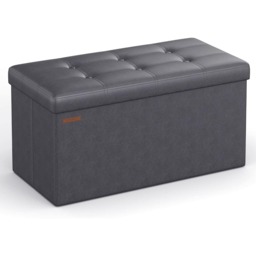 Foldable Storage Ottoman Bench with Padded Seat, End of Bed Bench, 76 cm, Dark Grey