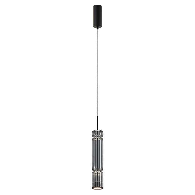 Ordo Modern Slim Pendant Ceiling Light Black 3000K 920lm Smoky Shade