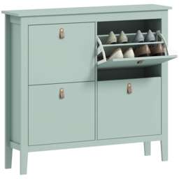 HOMCOM 4 Drawer Shoe Cabinet with Flip Doors, Narrow Shoe Storage Cabinet with Removable and Adjustable Shelves, 20 Pairs Footwear Cupboard for Hallway, Entryway, 105 x 24 x 95.5 cm, Green