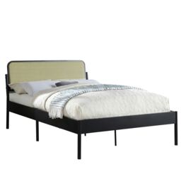 Cheshunt Black Metal Rattan Headboard Bed Frame (King) Black Black King