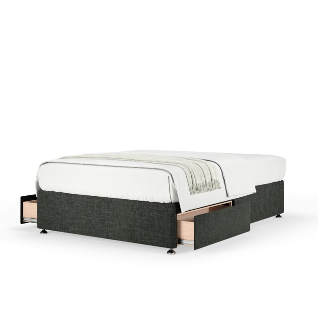Signature Platinum 2000 Pocket Sprung Charcoal Linen 2 Drawer Divan Set Small Double