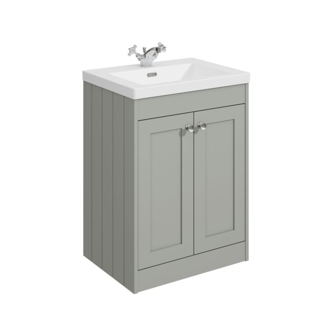Balterley Floor Standing 2 Door Unit with Minimalist Basin 1 Tap Hole - Set B Grey 800 x 600 x 453mm