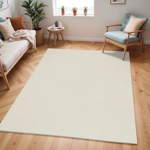 LIVABLISS Freud-Modern High Pile Rug 160 x 213 cm Ivory Off-White