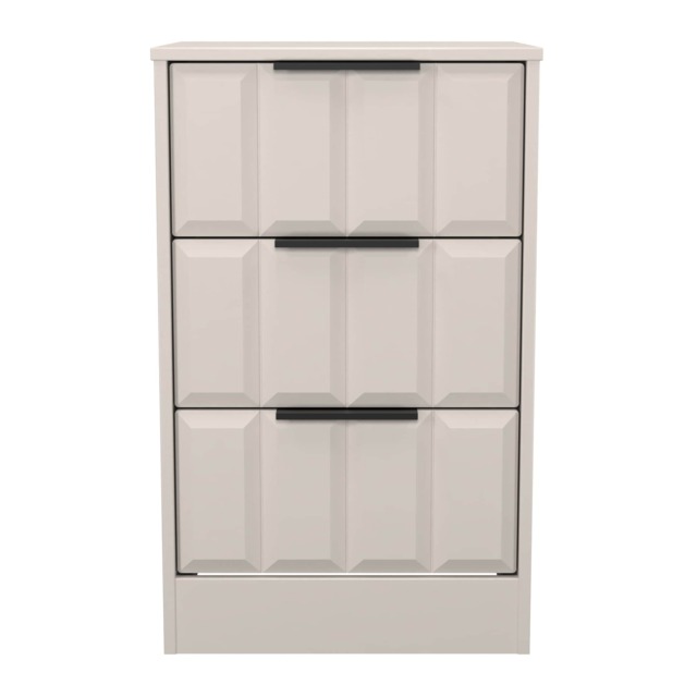 Seattle 3 Drawer Bedside Cabinet in Kashmir Matt (Ready Assembled) Cream Kashmir Matt