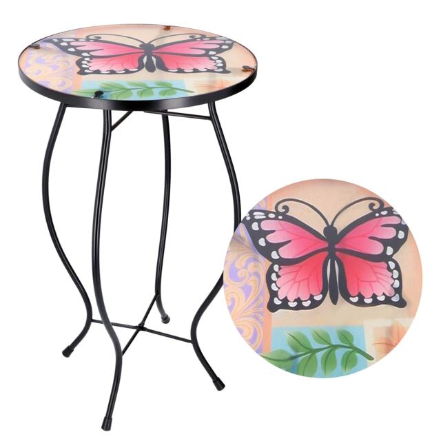 GEEZY Mosaic Table Large Butterfly Outdoor Side Table Red