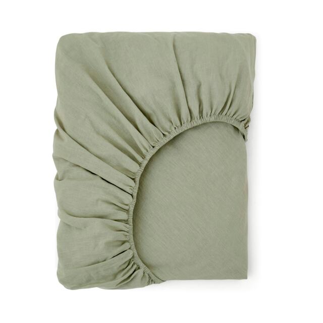 Touch Of Linen - Pistachio Green - Fitted Sheet Green Pistachio Green Double