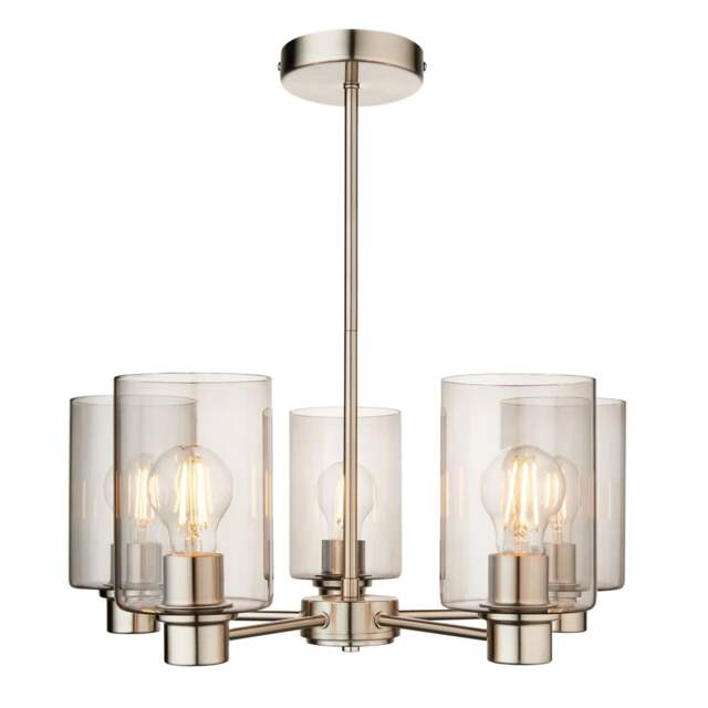 Pagazzi Kingsholm 5 Light Satin Nickel Semi Flush Ceiling Light