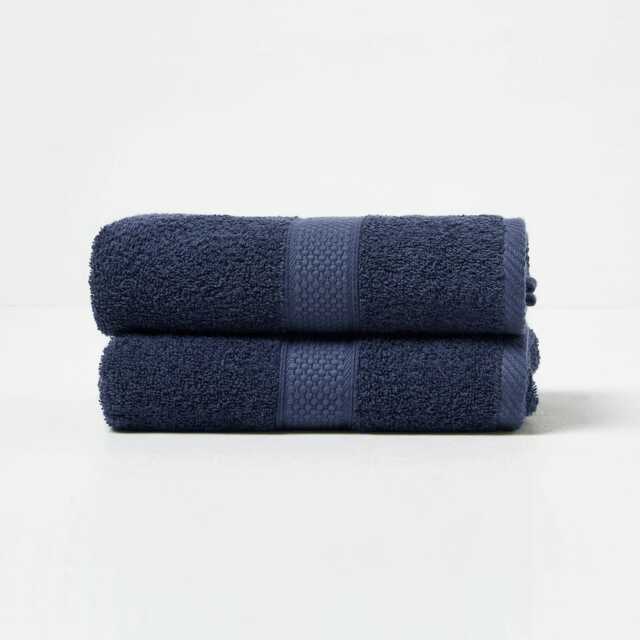 Homescapes Turkish Cotton Hand Towel Set of 2 - Navy Blue Blue Hand towel 2