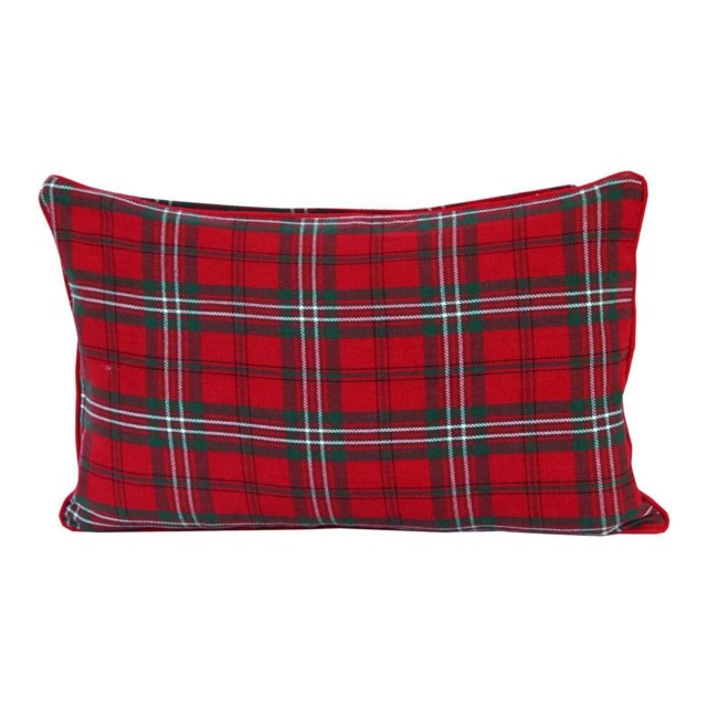 Homescapes Cotton Edward Tartan Rectangular Cushion Cover - 30 x 50 cm Red Red 30 x 50 cm