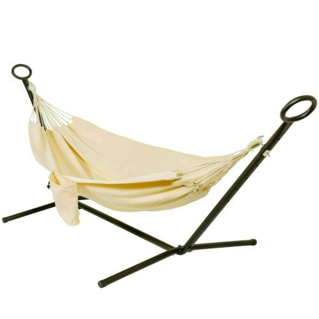 Primrose Outdoor Double Hammock with Steel Hammock Stand and Carry Bag Included