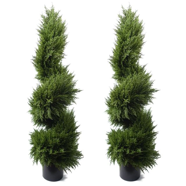 Leaf 120cm Spiral Cypress Artificial Tree UV Resistant Outdoor Green 4ft