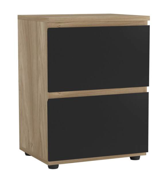 Skagen Minimalist Chest of 2 Drawers Brown Oak & Black 1