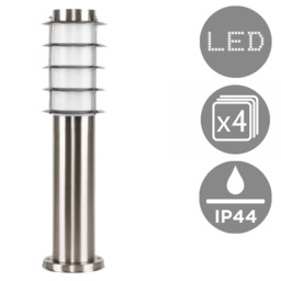 ValueLights 4 Wharf Silver Stainless Outdoor IP44 Garden Post Lights Chrome