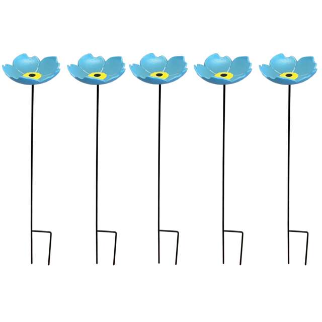 Cast Iron Wild Bird Forget Me Not Flower Dish Bird Feeders (Set of 5)