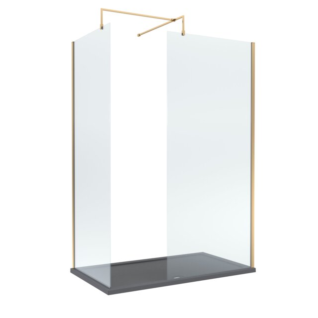 Balterley Glass Walk In Wetroom Screens with Profile and Shower Tray Copper Brushed Brass